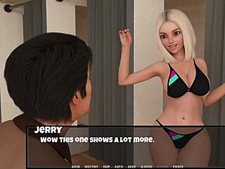 in walkthrough, milf gets massage leading to handjob and pussy fucking with big tits.