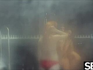 three naked girls have wild lesbian sex in the shower with fingering