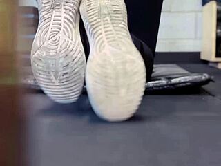 training in gym got me all wet dripping on legs public