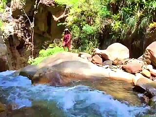 lilyan masturbates with dildo by river