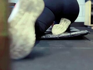 training in gym got me all wet dripping on legs public