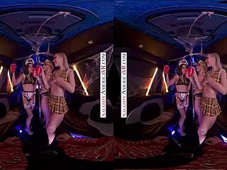 Jamie Jett, Sandra Luberc, and Spencer Bradley Share Boyfriend in Intense Halloween Fuck