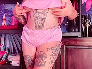 Teasing in silk pajamas, gosh, I can't stop showin' off my curvy big ass and huge natural tits!