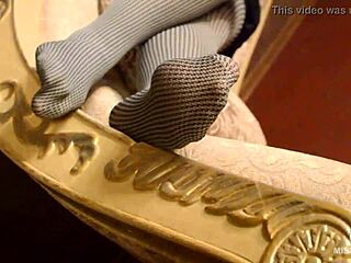 Feet Dangling And Teasing In Grey Opaque Pantyhose Close Up Nylon Legs German Toes