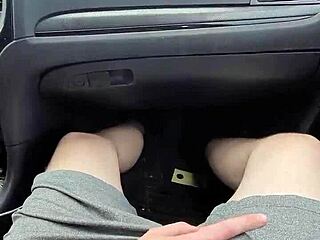 public car handjob turns into cumshot in mouth with hot blowjob action