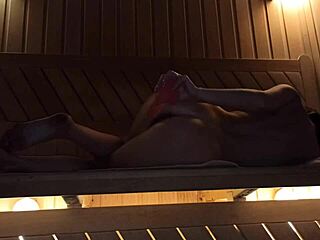 Perfect Figure Girl in Sauna Squirts from Pink Dildo Pleasure