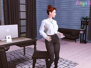 futanari boss seduces secretary in sims 4 anime hentai with deep throat action.