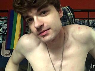 Gay twink Niko Springs performs homemade strip tease and shows off