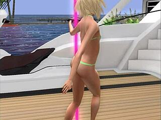 club babe shows cameltoe at yacht party