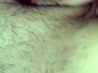 Milf cums hard on guy's face while he licks her hairy pussy