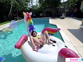 Petite Riley Jean Toys Pussy Intensely in Pool