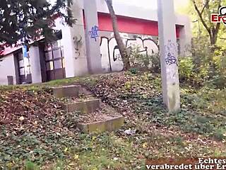 Public sex at gas station street with thin german blonde milf