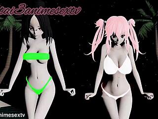 in this hentai chapter, protagonist dances and has sex with favorite mistress and friend