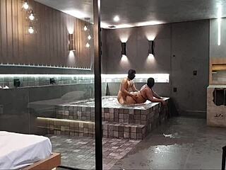 Wild Sex In Bathtub: Brunette Handles Big Cock And Cum.