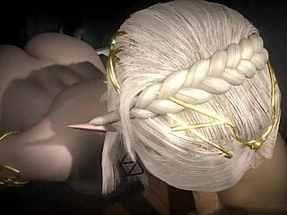 sexy blonde elf girl giving head in dark 3d scene