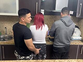 husband's friend grabs my ass while cooking next to him, treating me like a whore ntr