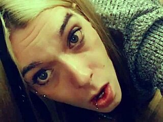 Pretty trans teen teases with her cock in POV blowjob session