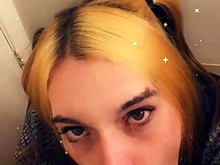 Pretty trans teen teases with her cock in POV blowjob session