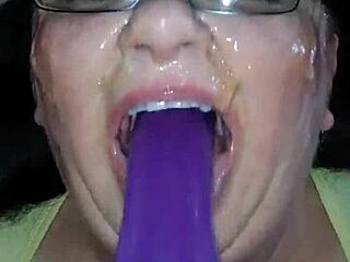 Thick lady shows off her gagging skills with toys