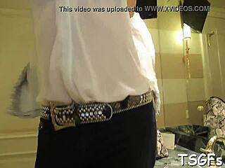 Hot guy interacts with shemale in contest