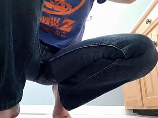 Wetting My Tight Denim Jeans In Bathroom