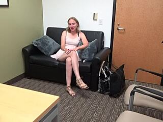 Lana rey, virgin, gets her shaved pussy sucked and deflowered on casting couch