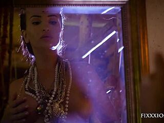 The brunette jewelry thief feels horny and masturbates after the heist