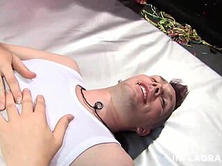 Dude's Ass Toyed In Femdom Gangbang.