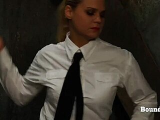 Captivity and domination: European lesbian mistress whips her chained slave mercilessly