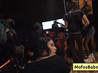 Watch this natural busty brunette slut nia bleu fucked by brett maker while a band is rehearsing