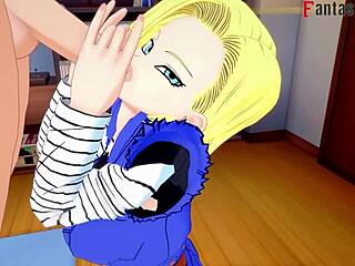 Bulma fucks goku while gohan and android 18 watch