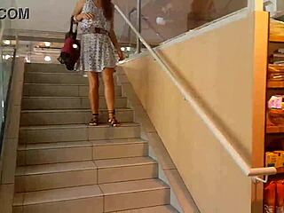 Hairy Pussy Flashing Buttplug in City Park and Supermarket Without Panties