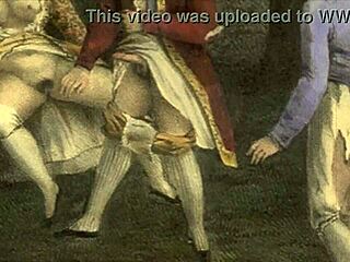 Vintage Cartoon Illustration Depicts Antique Scenes in Retro Style