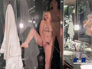 Ukrainian blonde milf gives blowjob