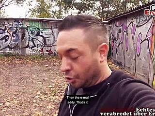 German mature milf met and intensely fucked in public park pov.