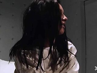 Brunette feels intense emotions in double penetration anal group sex