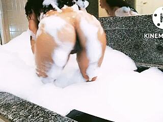 latina takes bath in bathtub scene