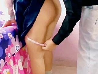 Mexican student with cleaning lady and school girl