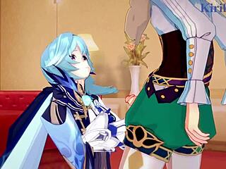 Eula, Rosaria, and Venti in Wild Genshin Impact Hentai Sex Scene