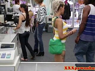 ebony babe strips for sneaky pawnbroker