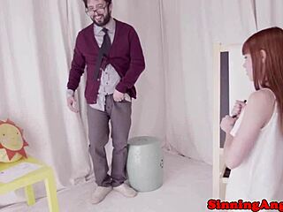 Petite beauty enjoys a relaxing floor session