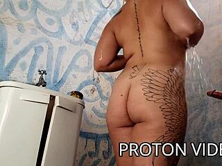 Detailed Shower Scene With Hotwife Involving Blowjob And Cumshot In Backroom