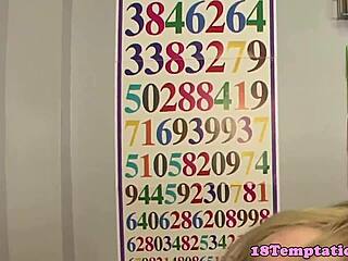 Stepsister jerks and sucks cock in classroom roleplay!