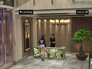 fashion business episode where character looks at panties in 3d game anime style