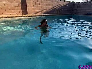 Blonde gives pool side blowjob in 4K POV!