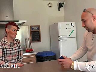 Redhead whore in lingerie picks up on public road