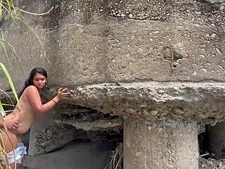 Latina Big Ass Rides Monster Cock by the River