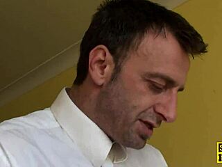 Bigtitted British gran faces rough domination play.