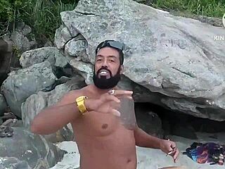 Tattooed Moreno Pounds Blonde Fada Mel on São Paulo Beach.