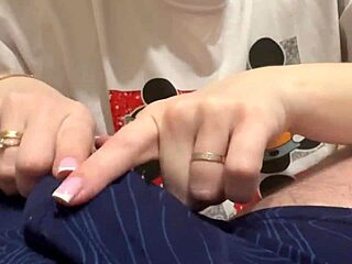 Penis massage through panties torments him, delaying orgasm with slow teasing licks by sexy babe